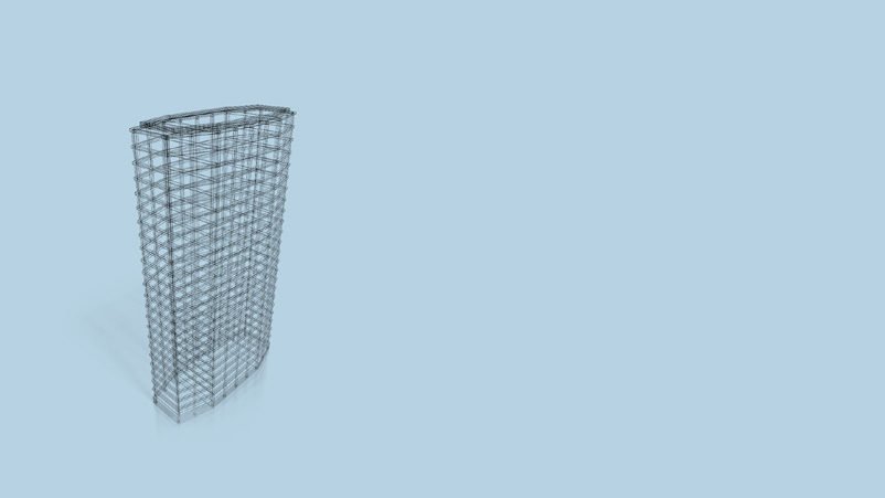 Wireframe model of a tower structure